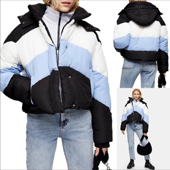 Topshop Jackets & Blazers - TopShop Colorblock Puffer Jacket Stripe Coat NWT